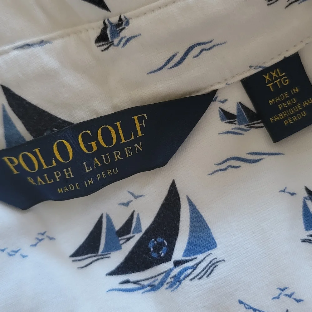 Polo Ralph Lauren Golf Sailboat Print polo shirt XXL Made‎ In PERU